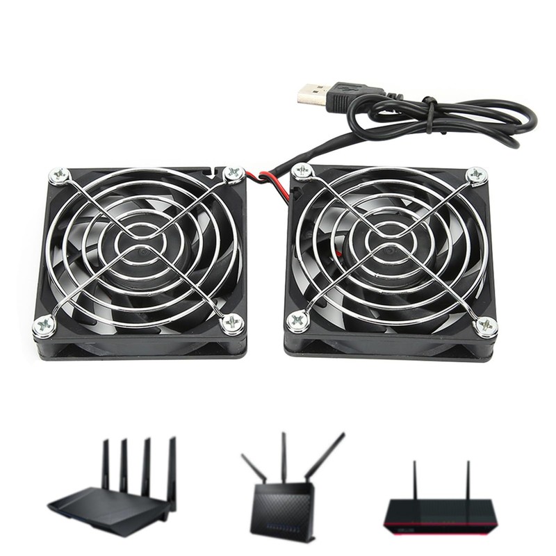 Dual Fan Router Heat Dissipation Cooler, 5V USB Computer Fan,