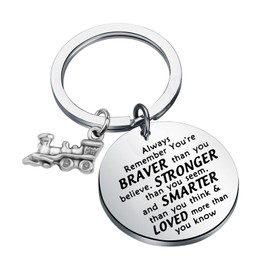 SEIRAA Train Lover Keychain - You're Braver Than You Believe - Stainless Steel - Unisex Adults - Metallic Color Family