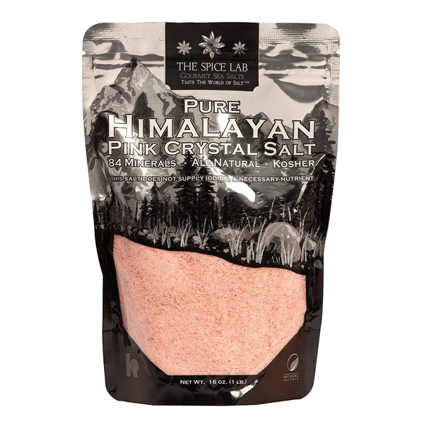 The Spice Lab Pink Himalayan Salt - Sea Salt (Fine) - 1 lb Bag - All Purpose Cooking & Table Salt - Non GMO Kosher Sea Salt - Nutrient and Mineral Dense for Health - 100% Certified, Hand-Mined - 4040