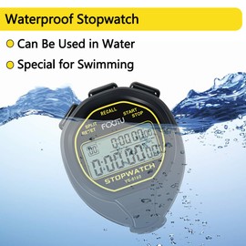 FCXJTU Digital Waterproof Stopwatch, 60 Rounds Split Memory Stopwatch, No Clock, No Calendar, No Alarm, Simple Silent Large Display, Stopwatch for Sports, Swimming, Training, Trainer