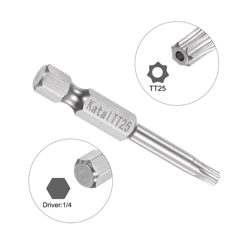 HARFINGTON TT25 Star 7 Point Screwdriver Bit 1/4" Hex Shank