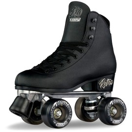 Crazy Skates Retro Roller Skates | Adjustable or Fixed Sizes | Classic Quad Skates for Women and Girls - Black (Size: Mens 6 / Womens 7)