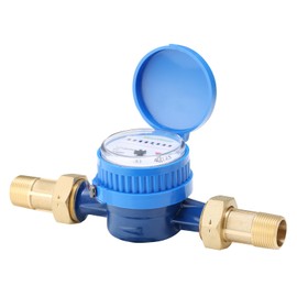Watflow DN20 Water Meter 3/4" NPT, Cubic Water Flow Meter, Cold Water Meter with Brass for Garden or Factory, Single-Jet Horizontal Install.(No Lead-Free)