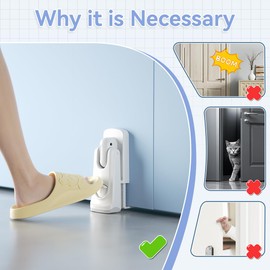 SAFELON Baby Safety Door Stopper, Childproof Door Holder to Keep Door Open, Prevents Babies& Pets from Opening The Door (White, 1 PCS)