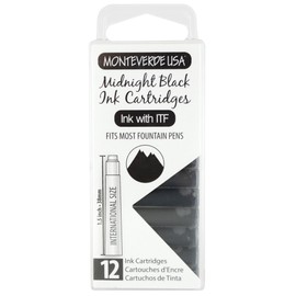 Monteverde USA Ink Cartridges, 12 pcs Clear Box, Midnight Black (G305MB)