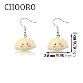 CHOORO Dumpling Dangle Earrings Dumpling Earrings Dumpling Charm Gift Cooking Jewelry (Dumpling earrings)