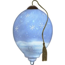 Ne'Qwa Art 7211110 Bundled in Love Hand-Painted Blown Glass Ornament, White
