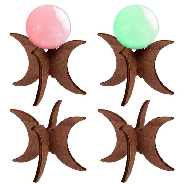 Colingmill 4 Pcs Wooden Sphere Display Stand Set Crystal Sphere