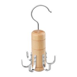 LMSAWK Wooden Belt Hanger Tie Rack Organizer 6 Hooks 360° Rotation (Wood Color)