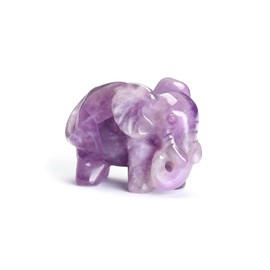 CrystalTears Amethyst Crystal Elephant Figuine Carved Healing Crystals Gemstone Elephant Statue Ornament for Home Desk Decor Good Luck Elephant Gifts for Women Men Christmas 1.6”