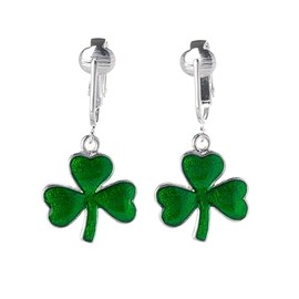 Aloha Earrings Non Pierced Clip On Irish Dangling Earrings (Lucky Shamrock)