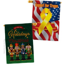 Breeze Decor Nutcracker Holiday House Flag Pack Wintertime Christmas Santa Marry Xmas Present Reindeer Season Snow Support Our Troops Banner Small Garden Yard Gift Double-Sided, Made in USA
