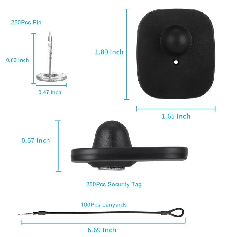 250Pcs 8.2Mhz RF Clothing Security Tags, EAS Mini Square Tag