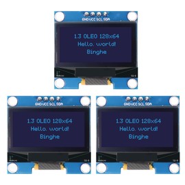 OLED Display Module Binghe 3 Pcs 1.3" LCD with OLED Display with Blue Character Display I2C IIC OLED Display 128x64 Pixels SSH1106 Chip Compatible with Arduino with Raspberry Pi