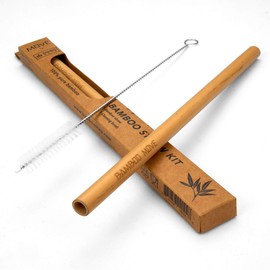 Pack of 3 Bamboo Straws - Move Line by Bamboo Step: 3 x "1 reusable straw and a cleaning brush is a box of kraft paper (thin diameter).