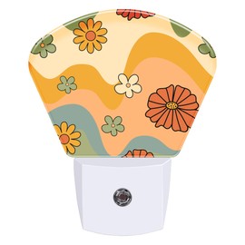AKKAVNIA Groovy Waves and Floral Night Light Plug-in Wall Decorative Night Lamp with Dusk to Dawn Sensor Led Night Light Bedroom Kitchen Hallway Stairs Wall Lamp