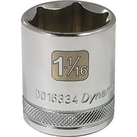 Dynamic Tools D016334 1/2" Drive 6 Point SAE Socket with 1-1/16" Standard Length, Chrome Finish