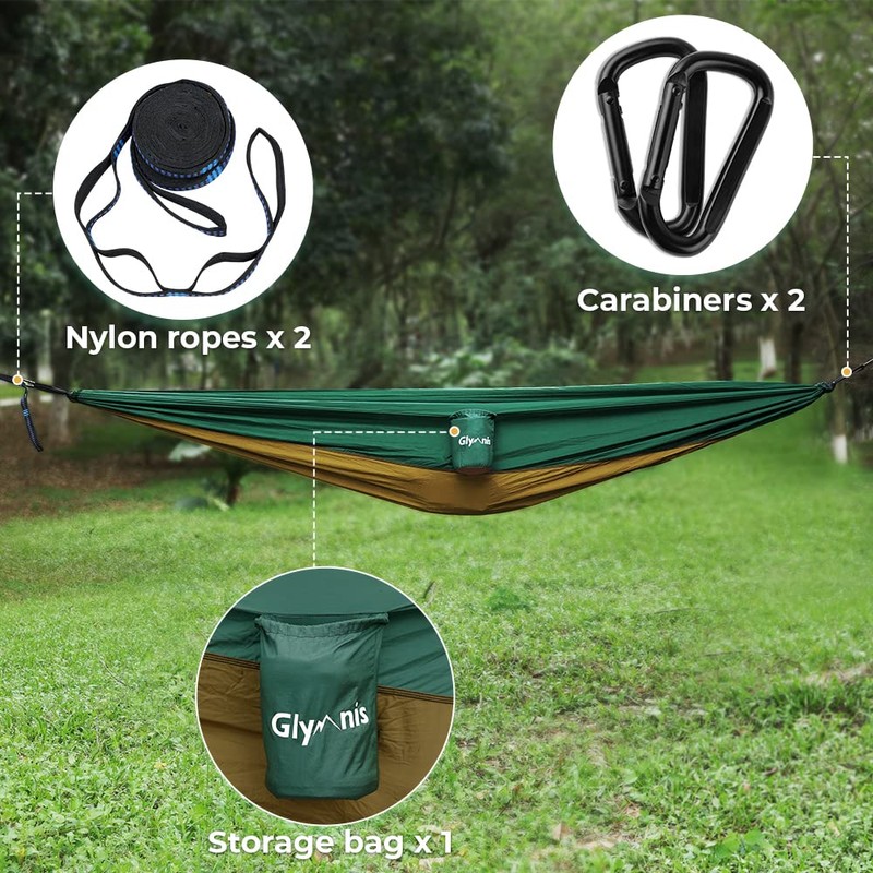 Glymnis Camping Hammock for 2 Person Nylon Lightweight Portable Double