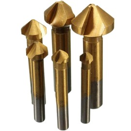 KEWAYO 3 Flute 90 Degree HSS Chamfering Tool Bit Countersink Drill Bit for Metal Wood, Pack of 6pcs