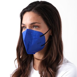 Kind. Cone-Shaped Face Mask, 4-Layer Disposable Design, Breathable & Lightweight, Adult Regular Size, Pack of 5 (ROYAL BLUE)