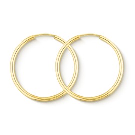 Real Gold Hoop Earrings 30 mm 333 585 750 Yellow Gold Women's Earrings Gold with Stamp Width 2 mm Made in Germany, Yellow
