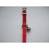 Leather cat collar, safety elastic, bell, metal buckle (Red)