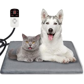 Pet Heating Pad AU Plug, Electric Heating Mat for Dogs Cats 45 x 45 cm with 4 Timer and 9 Temperature Levels Electric Blanket Chew Resistant Cable and Removable Crystal Velvet Cover