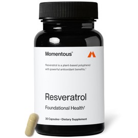 Momentous- “Suplemento de Resveratrol 450mg TransResveratrol para Envejecimiento Saludable, Apoyo Cerebral y Corazón NSF Ce