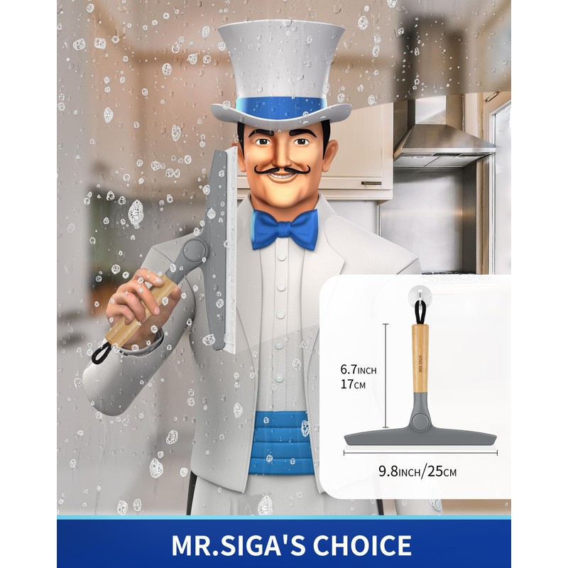 MR.SIGA All Purpose Silicone Squeegee for Shower Door, Mirror, Glass,