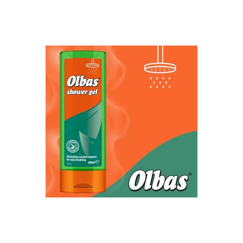 Olbas Shower Gel 250ml - Refreshing Menthol Vapours for Easy