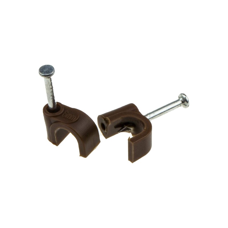 Round Brown 6 mm Cable Clips Secure Fasteners Cable [Pack