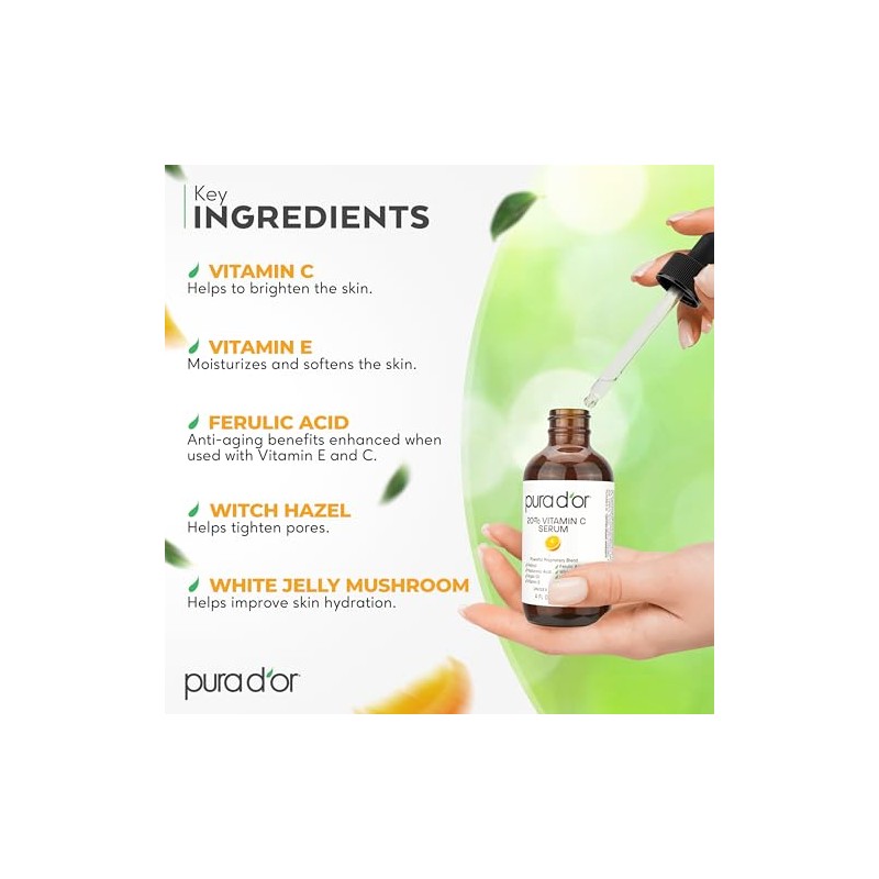 Pura D'or Vitamin C Serum, 4 Ounce
