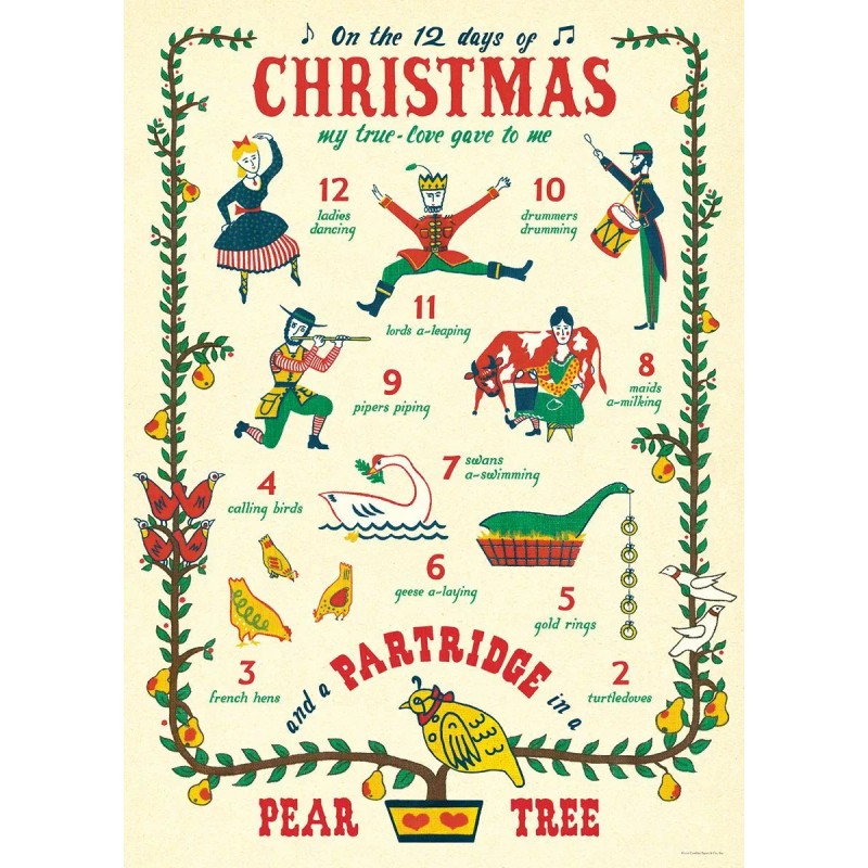Cavallini & Co. 12 Days of Christmas 20" X 28"