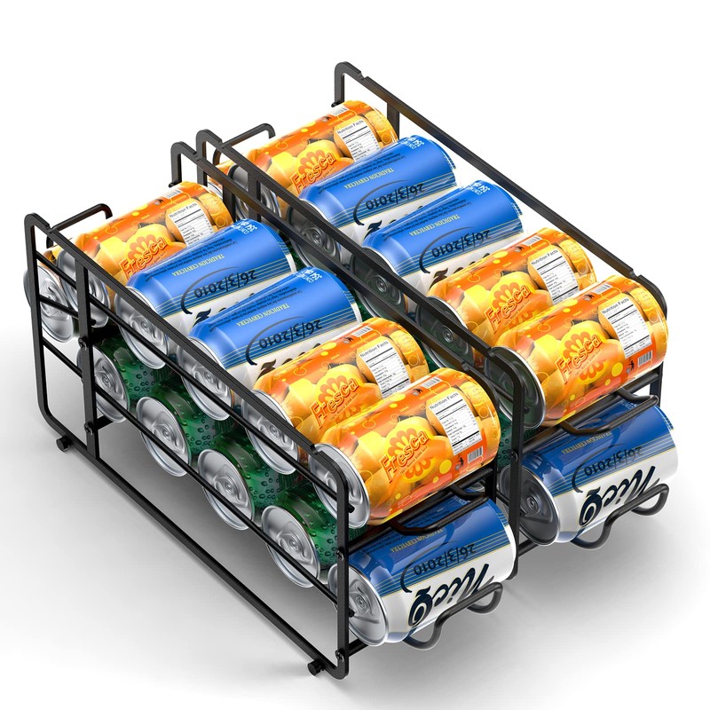 Canyave Soda Can Organizer Storage Rack, 2 Pack Stackable Beverage
