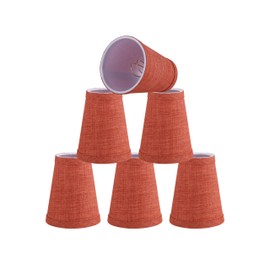 Aspen Creative 51043-6,Hardback Empire Transitional Clip-On Chandelier Shade/Brick Red Burlap Textured Fabric.2.5"Top x 4"Bottom x 5"Slant.Set Of 6.