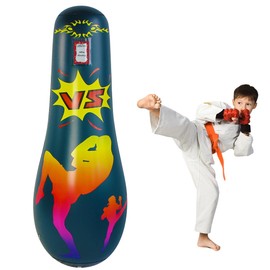 65 Inch Punching Bag for Kids, Inflatable Boxing Bag for Kid,Inflatable Dummy, Inflatable Punching Bag, De-Stress Boxing Bag for Kids,Green.