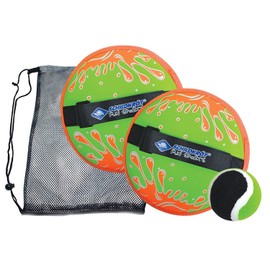 Schildkröt neoprene Velcro ball set, 2 neoprene hand catchers with adjustable hand strap, 1 ball (6.25 cm diameter), choice of various colours, all in resealable mesh bag, multicolour