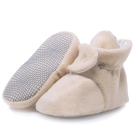 Ella Bonna Fleece Baby Booties, Three Snap Baby Slippers, Unisex Baby Gifts, Non-Slip Newborn Booties for Boys and Girls, Infant Baby Shower Shoes Months