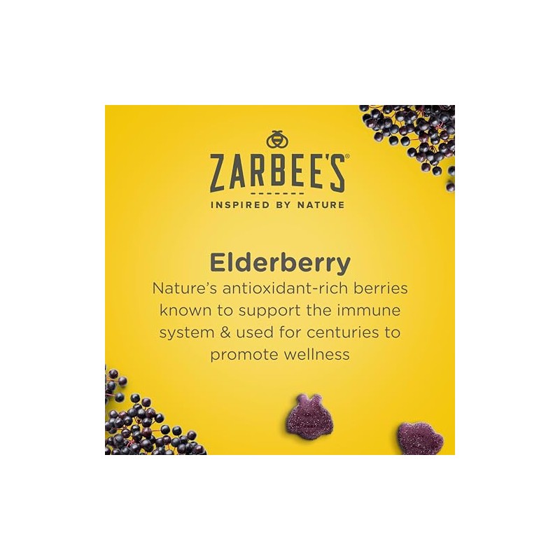 Zarbee’s Daily Immune Support* Gummies with Real Elderberry, Vitamins A,