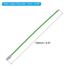 PATIKIL 5.9" Length Wire Keychain Cable, 6 Pack Stainless Steel 2mm Key Ring Loop for Outdoor Hiking Hanging Luggage Tag Keys ID Card, Green