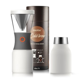 Asobu Coldbrew Portable Cold Brew Coffee Maker With a Vacuum Insulated 1 Liter Stainless Steel 18/8 Carafe Bpa Free (White)