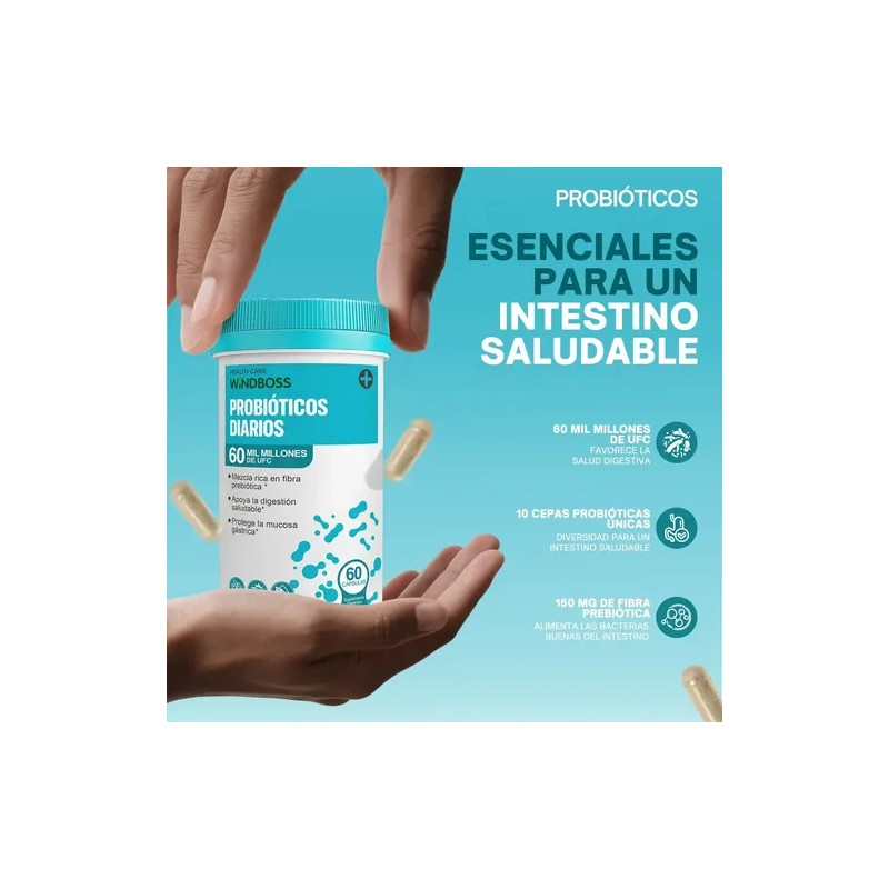 Windboss Enzimas Digestivas Y Probioticos 60+60 Caps Sabor S