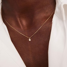 Vceoa Diamond Necklace for Women Dainty Gold Necklace Layered Gold Necklace Round CZ Diamond Sparking Crystal Pendant Necklace for Women Gold Trendy Jewelry (square diamond necklace)