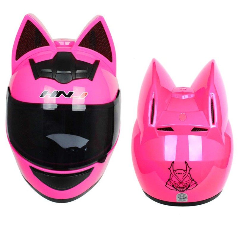 Cat Ear Motorcycle Helmet,Men and Women Cool Cute Cat Full