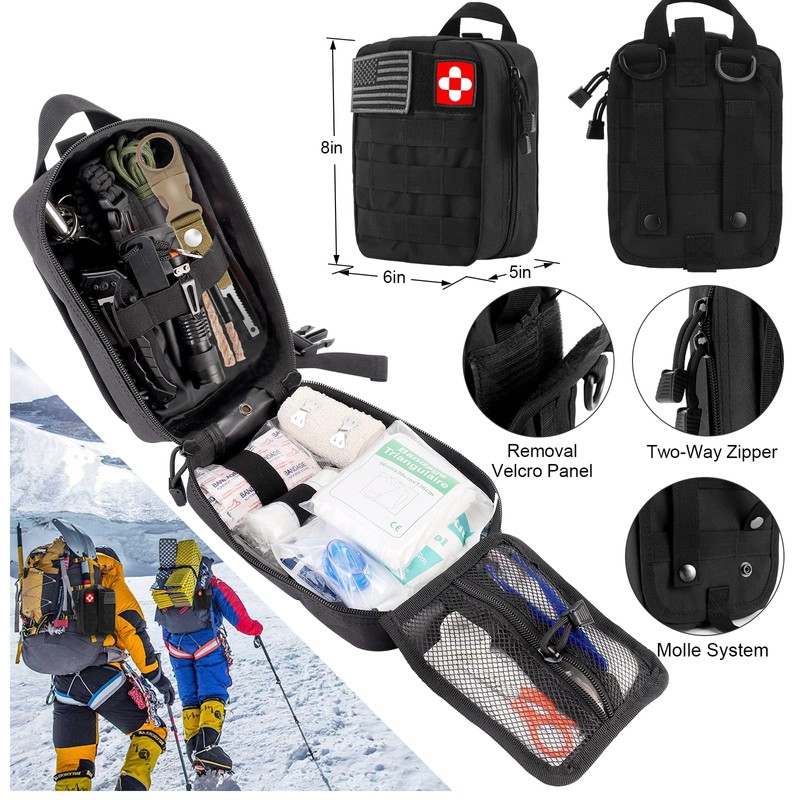 Emergency Survival Kit First Aid Kit, 121Pcs Tactical Gear Camping