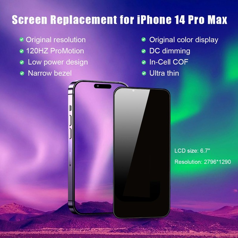 for iPhone 14 Pro Max Screen Replacement, 6.7'' COF LCD