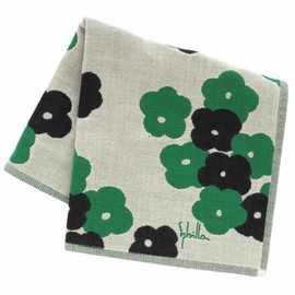 Sybilla 001161-0002-02 Triple Gauze Handkerchief Memoria (Green) Women's Handkerchief, Approx. 13.4 inches (34 cm), green