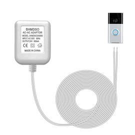 SHMDSO Doorbell Power Supply 24V Power Adapter 24V 500mA Video Doorbell Transformer, Compatible with Arlo Nest Wyze Eufy Ring Doorbell Adapter (16.5 feet White)