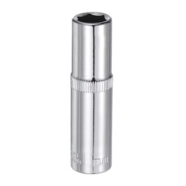 HARFINGTON 6-Point Socket 3/8" Drive 11mm Deep 2.48" Length 45# Steel Metric Square Drive Sockets Polishing Chromed Sockets for Car Repair Mechanical Maintenance Home Use