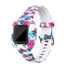 Bands Compatible with Garmin Vivofit jr. 3 Fitness Tracker for Kids Band Replacement Sports Wristbands Adjustable Colorful Pattern Silicone Strap for vivofit jr 3 Children Boys Girls (Rose Floral)